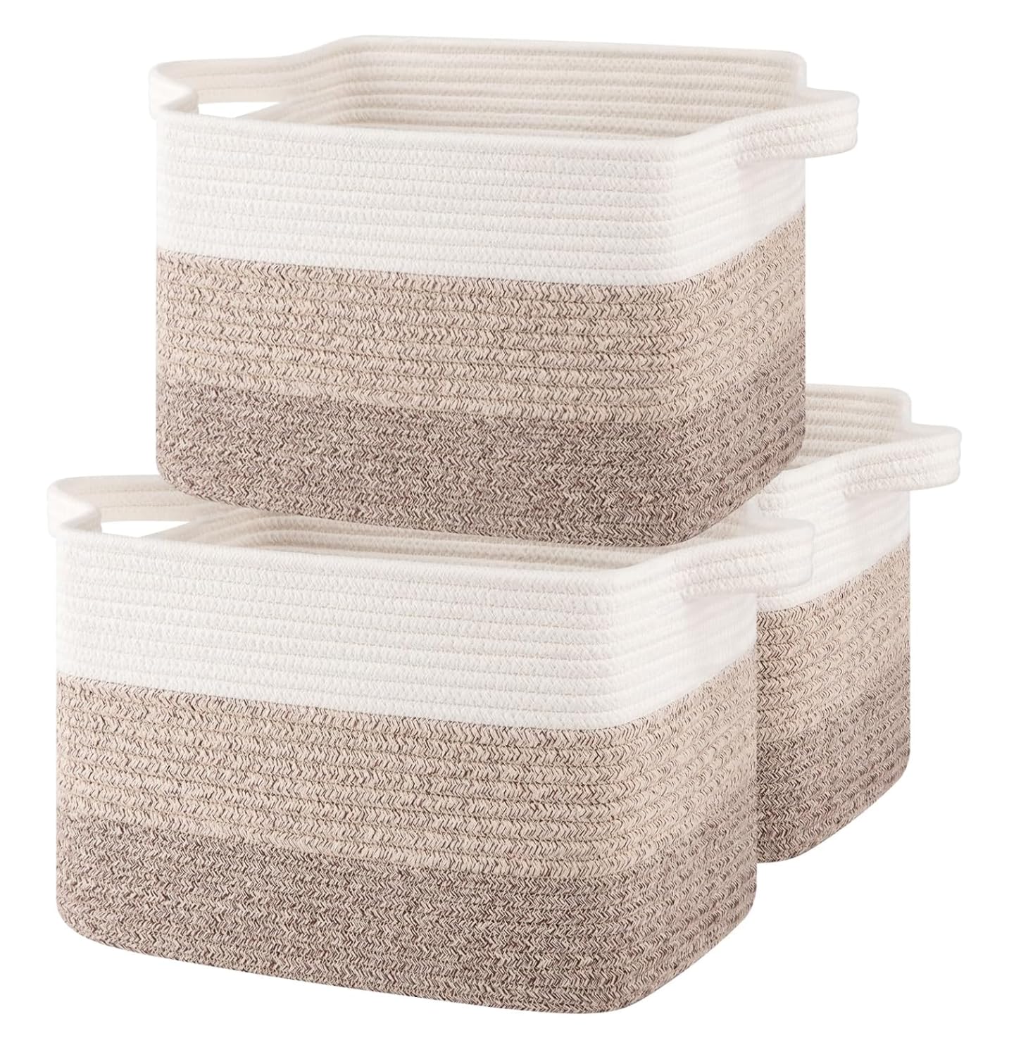 Panier de rangement en tissu et corde coton tressée avec poignées pour trier le linge de maison