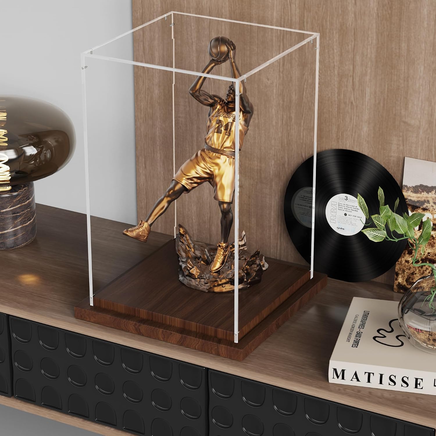 VGMiu Display Cases for Collectibles with Wood Base, Clear Acrylic Display Case Box Showcase for Collectibles, Memorabilia Displays Case for Action Figures Doll Toys