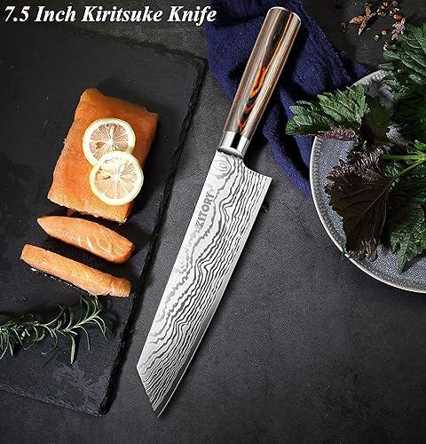 Miniatura 4 de Kitory Kiritsuke - Cuchillo de chef, cuchillos de cocina japoneses con funda para carnes, sushi y verduras, acero alemán de alta calidad, mango de