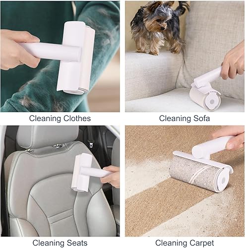 Miniatura 8 de Rodillo de pelusa extra pegajoso para mascotas, juego de 180 hojas de repuesto para depilación de mascotas con mango desmontable, rodillo