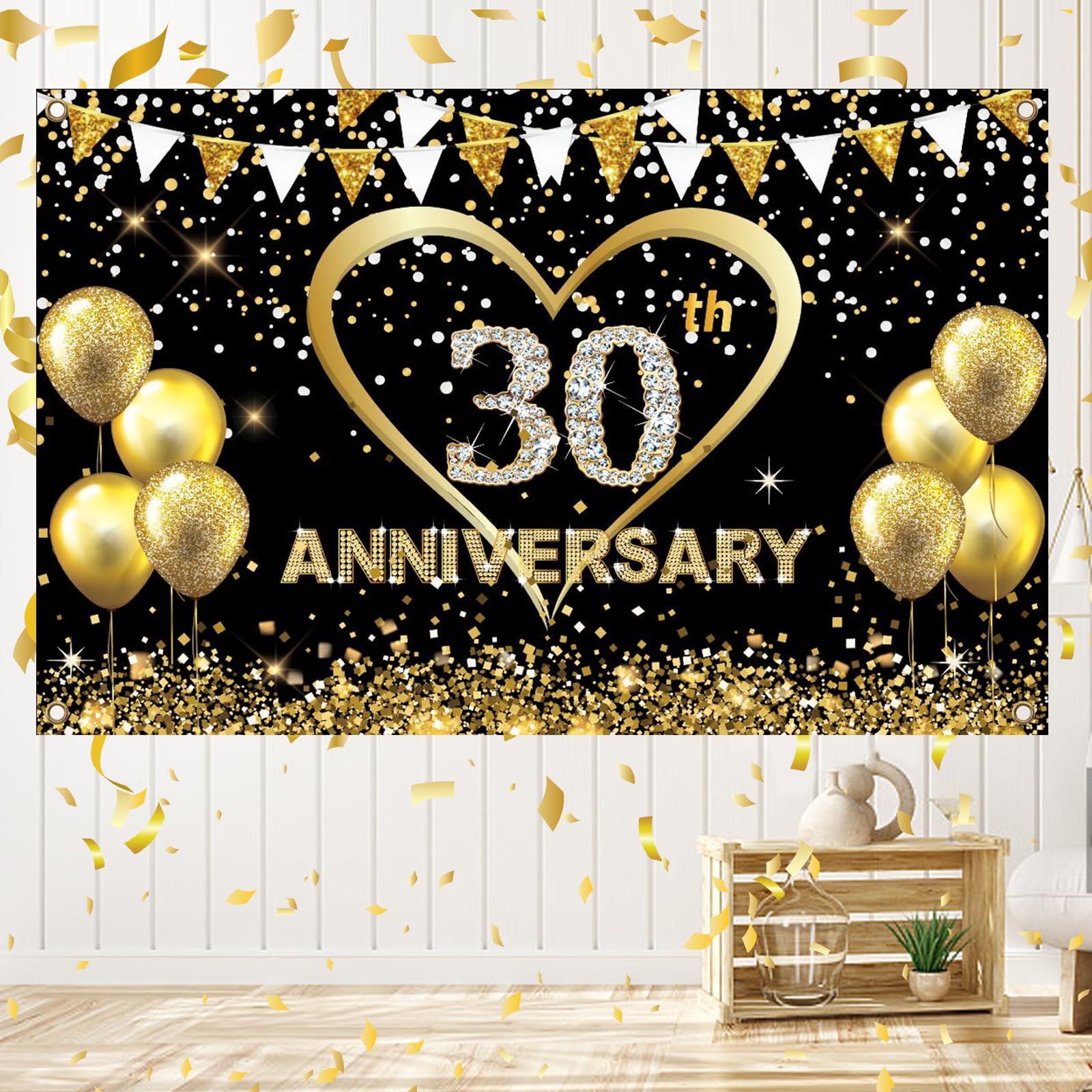 Striscione Glitterato Per 30° Compleanno | Decorazione Dorata Per Feste | Per Anniversari E Celebrazioni - Foto 10