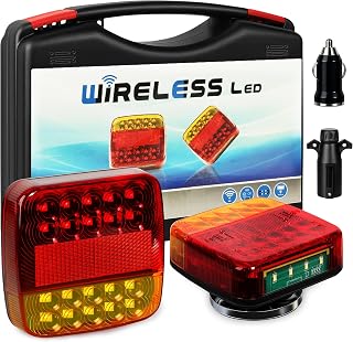 Wireless Magnetic Trailer Lights – Rechargeable LED Trailer Light Kit with Turn, Brake, Stop Lights, No Wiring Needed - Portable Wireless Lights for Truck, RV, Boat, Camper, Caravan, Utility Trailers