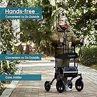 Vista 2 de ELENKER Andador Rollator Vertical Todo Terreno, Andador Rollator de Pie con Asiento, Ruedas No Neumáticas de 12", Diseño Plegable Compacto