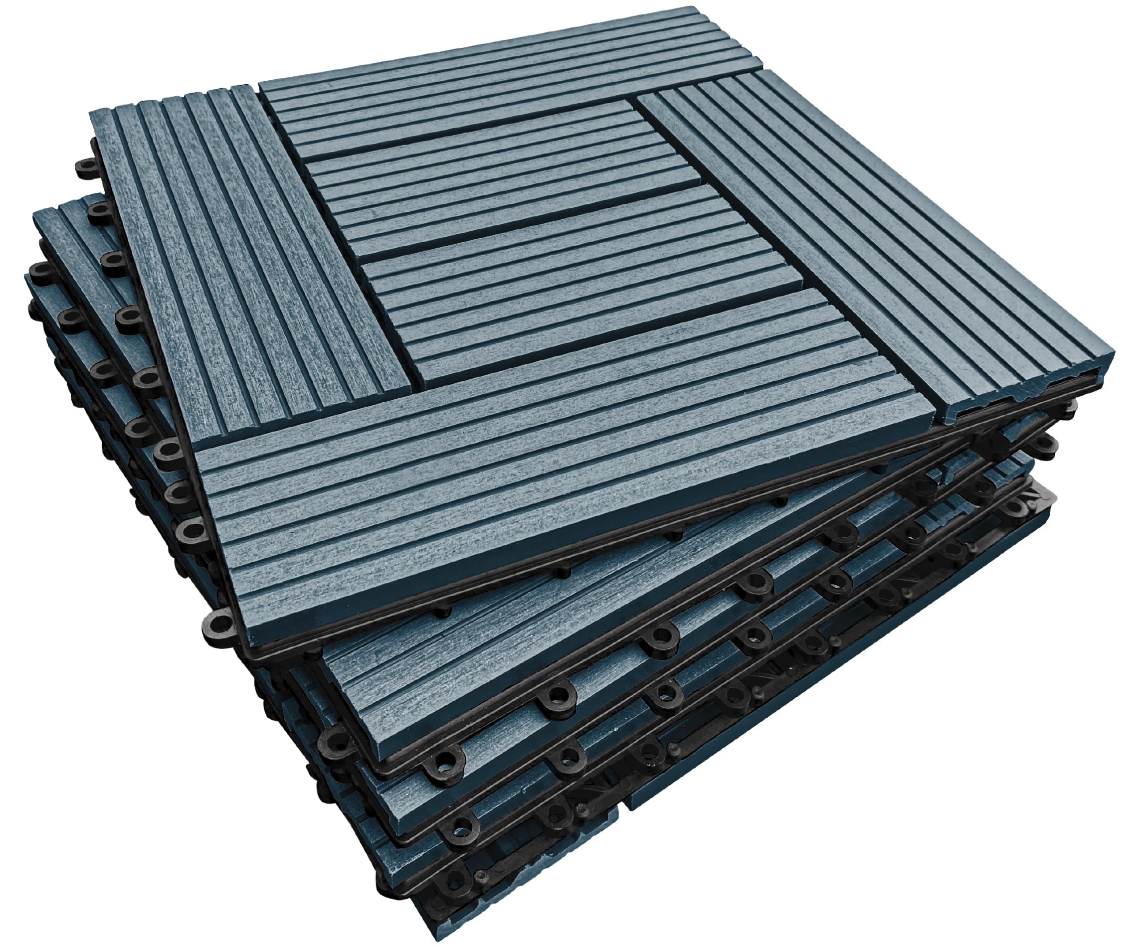 CLICK-DECK Piastrelle per pavimenti in composito | Per patio, balcone, cemento, vasca idromassaggio, pavimenti quadrati da 30 x 30 cm, facile installazione, bassa manutenzione, ottimo drenaggio (6