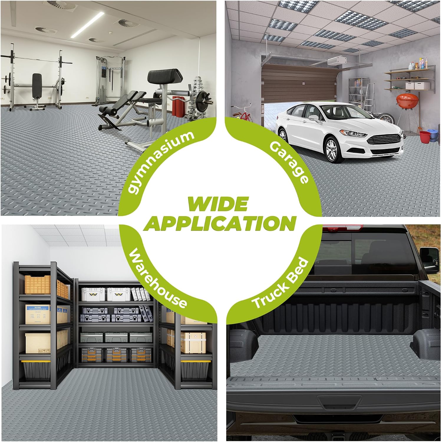5x6 FT Garage Floor Mat, Thickened Garage Mats Flooring Roll for Under Car, Non Slip Diamond Plate PVC Floor Protector Mat for Garage, Warehouse, Gyms, Trailer
