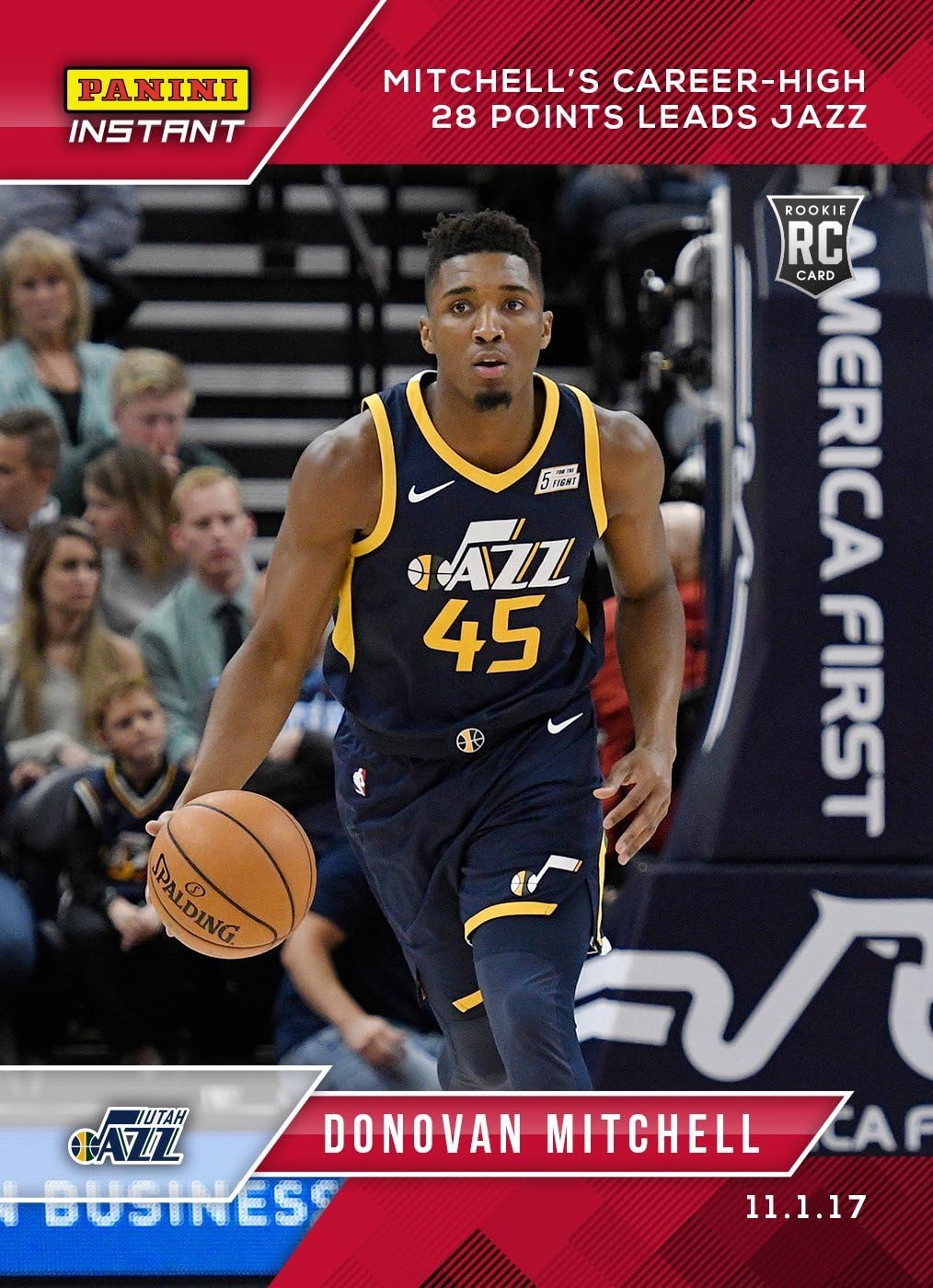 2017-18 Panini Instant NBA Basketball #28 Donovan Mitchell Rookie Card Utah Jazz - Only 112 made!
