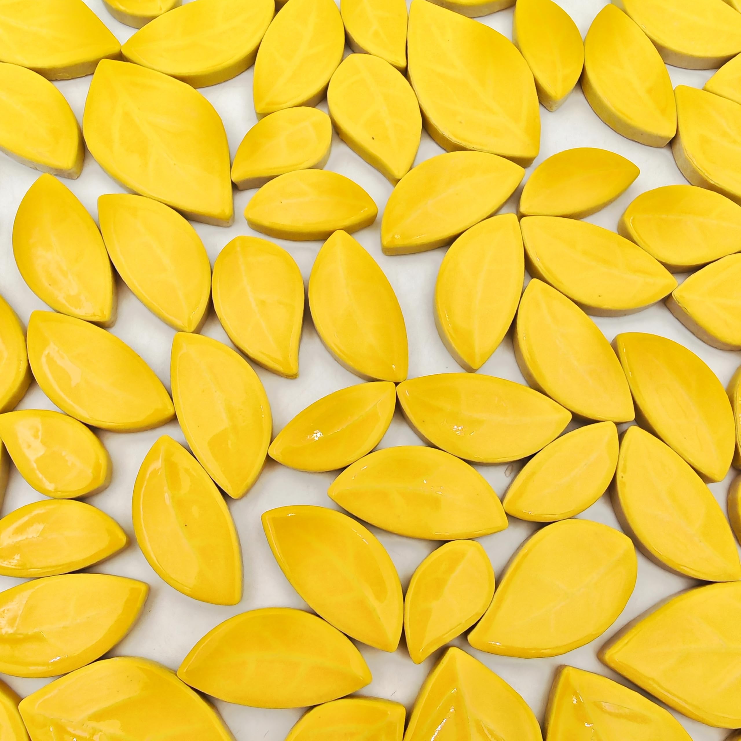 500g/1.1lb Leaf-Shaped Ceramic Mosaic Tiles,Ceramic Mosaic Pieces for Crafts,Home Decoration or DIY Crafts,Mosaic Making Supplies. (Yellow)