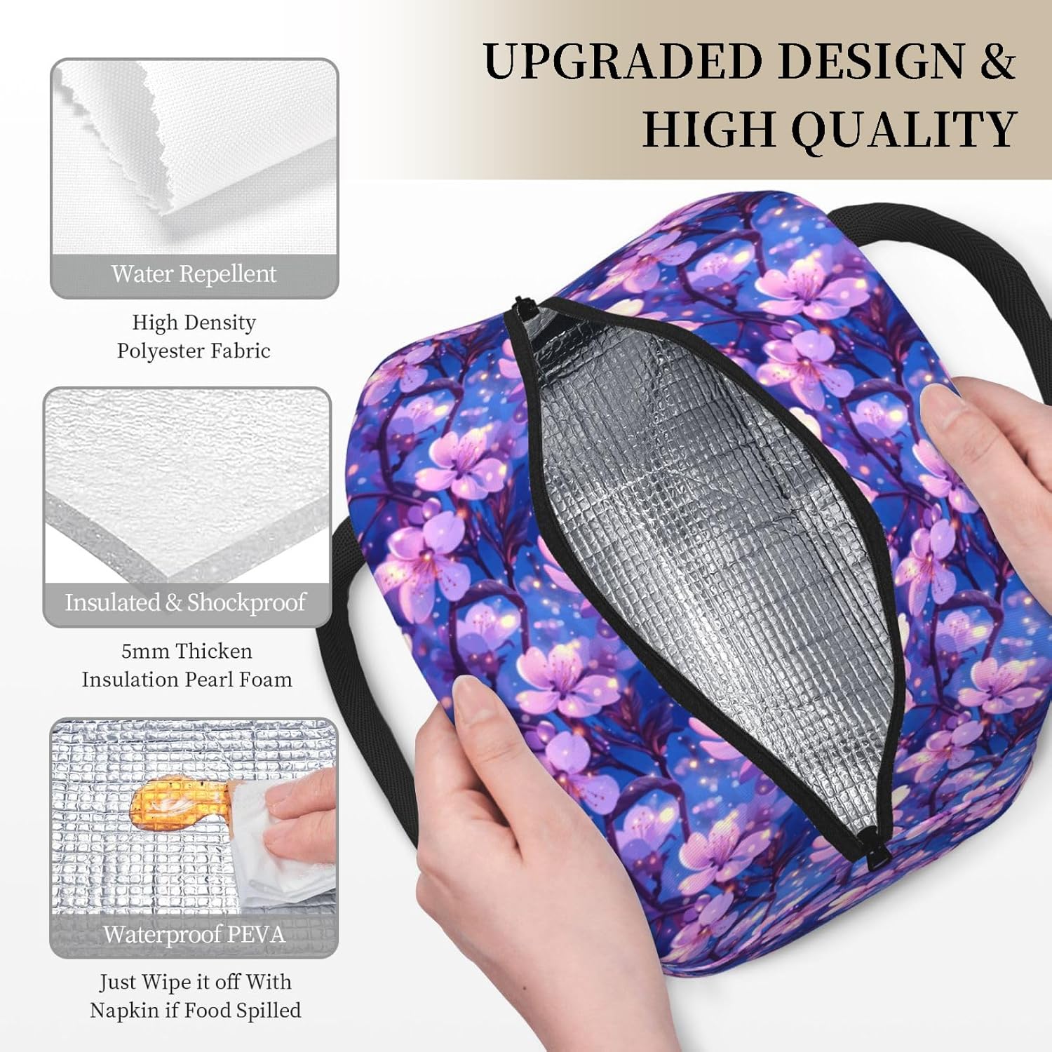 Axolotl Lunch Box for Women Cute Animal Lunchbag Reusable Insulated Cooler Lunch Container for Women Work Office Travel Picnic Hiking