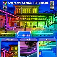 Vista 2 de Outdoor LED Strip Lights Waterproof,IP68 Outside Led Light Strips Waterproof with Bluetooth App Remote Control,Music Sync RGB Exterior Led Rope