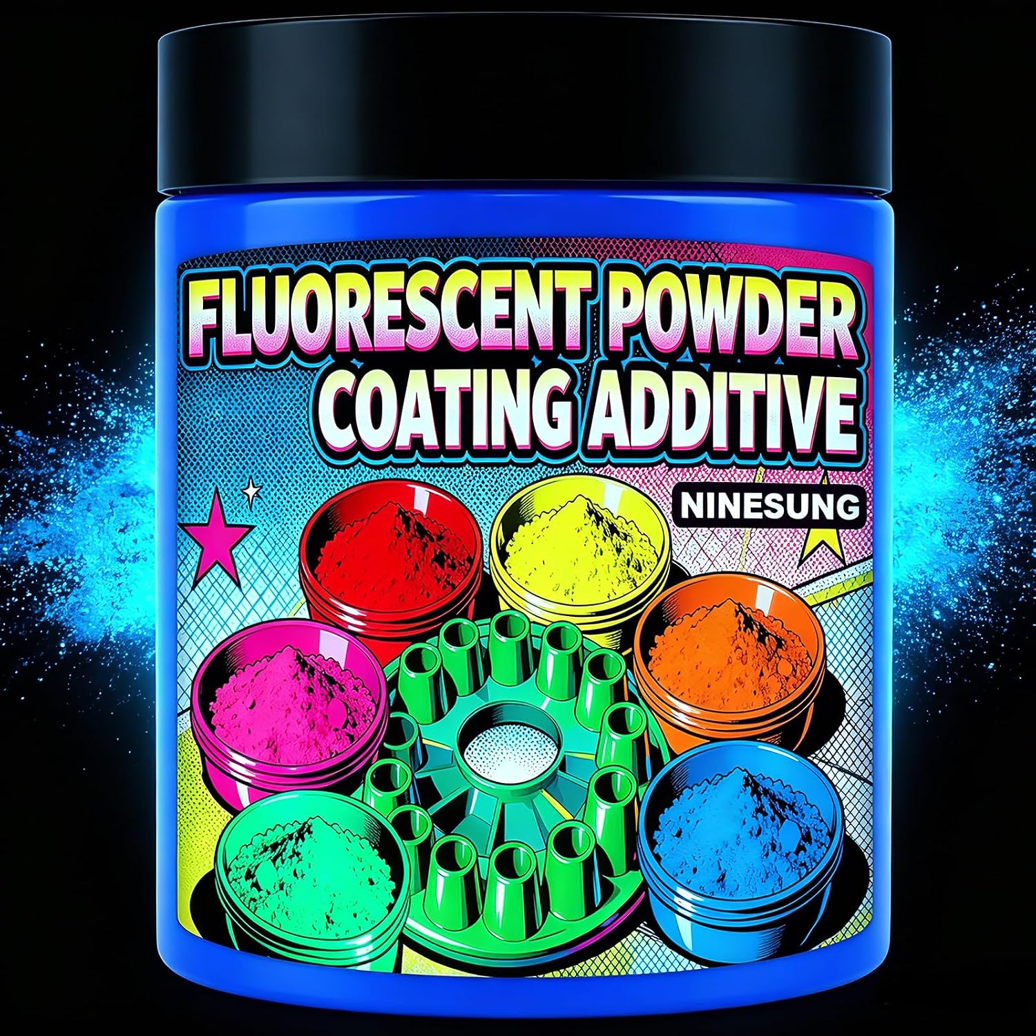 Blue Fluorescent Powder 2 oz - UV-Activated Pigment for Durable Powder Coating, Car Paint, Plastic Injection, Resin Crafts, Custom Molds & Artistic Finishesk (Blue, 2 oz)