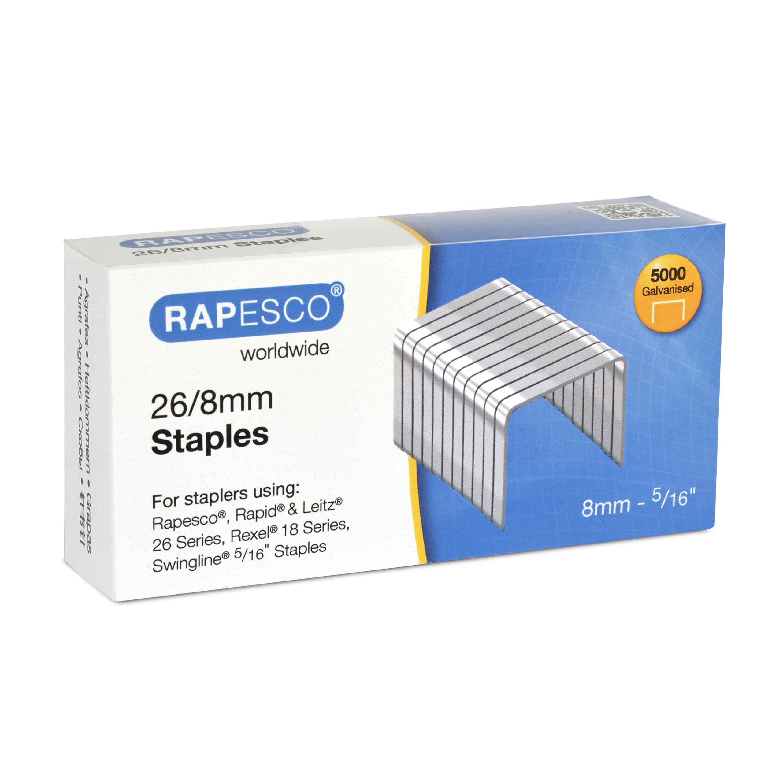 Rapesco Staples, 26/8 mm [Box of 5,000]