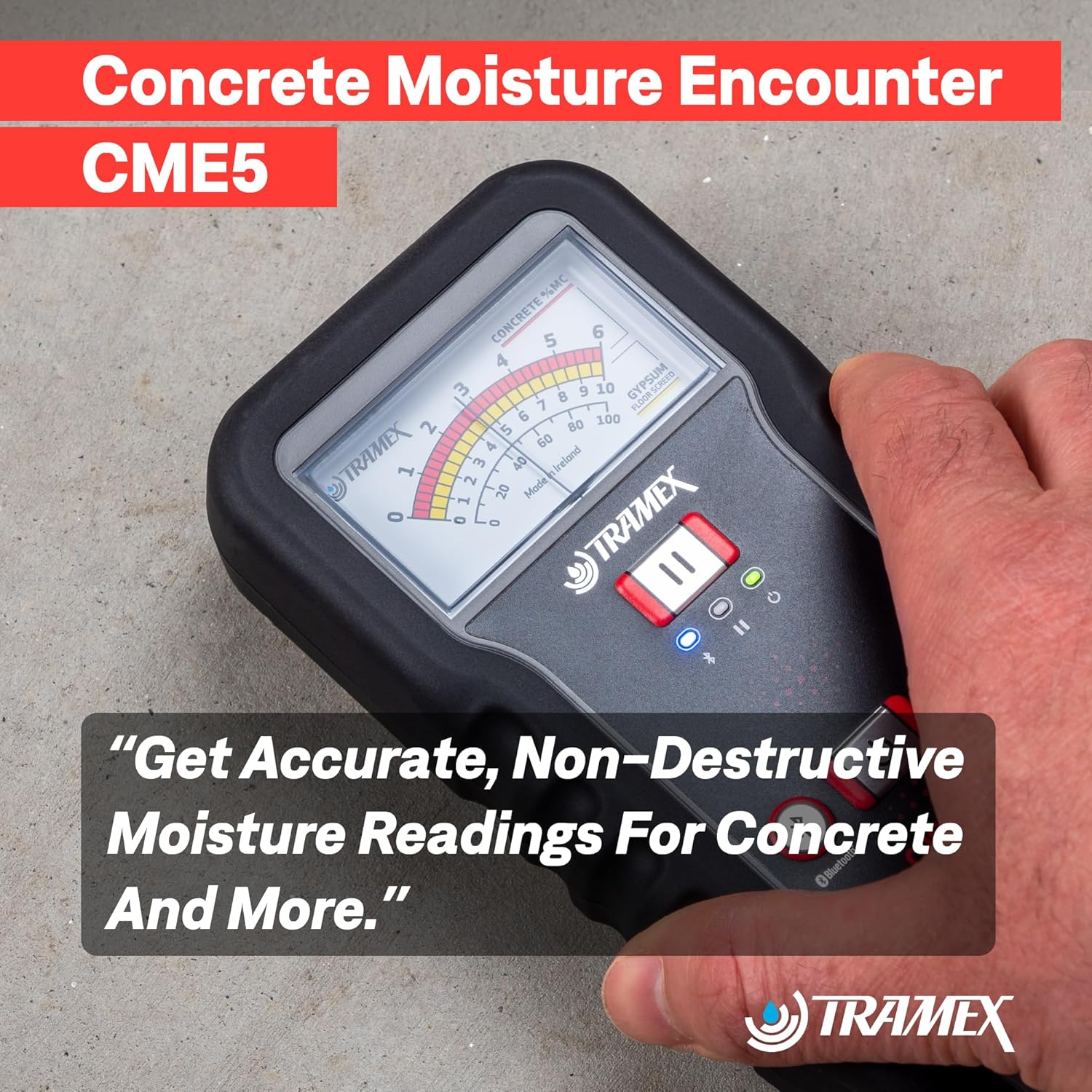 Tramex Concrete Moisture Encounter CME5 | Meter for Measuring Moisture Content in Concrete Floor, Slabs & Screeds