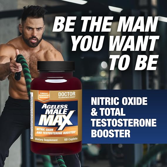 Ageless Male Max Total Testosterone Booster Supplement for Men, 60 Caplets