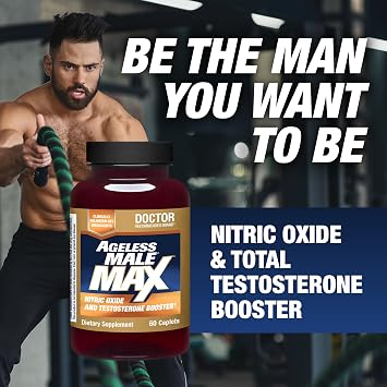 Ageless Male Max Total Testosterone Booster Supplement for Men, 60 Caplets
