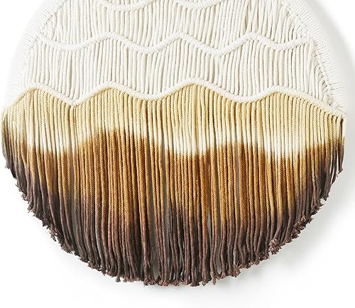 Miniatura 5 de IOWER macramé para colgar en la pared, círculo redondo hecho a mano, decoración de pared del hogar, 20 pulgadas (amarillo)