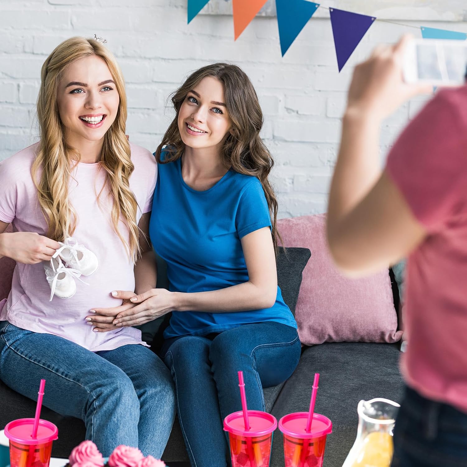 Nuanchu Plastic Cups with lids and Straws Reusable 14oz Tumbler with Sheets Letter Stickers for adult Iced Coffee Cup Travel Mug for Party Favors Beach Juices(Hot Pink,12 Pcs) - Image 7