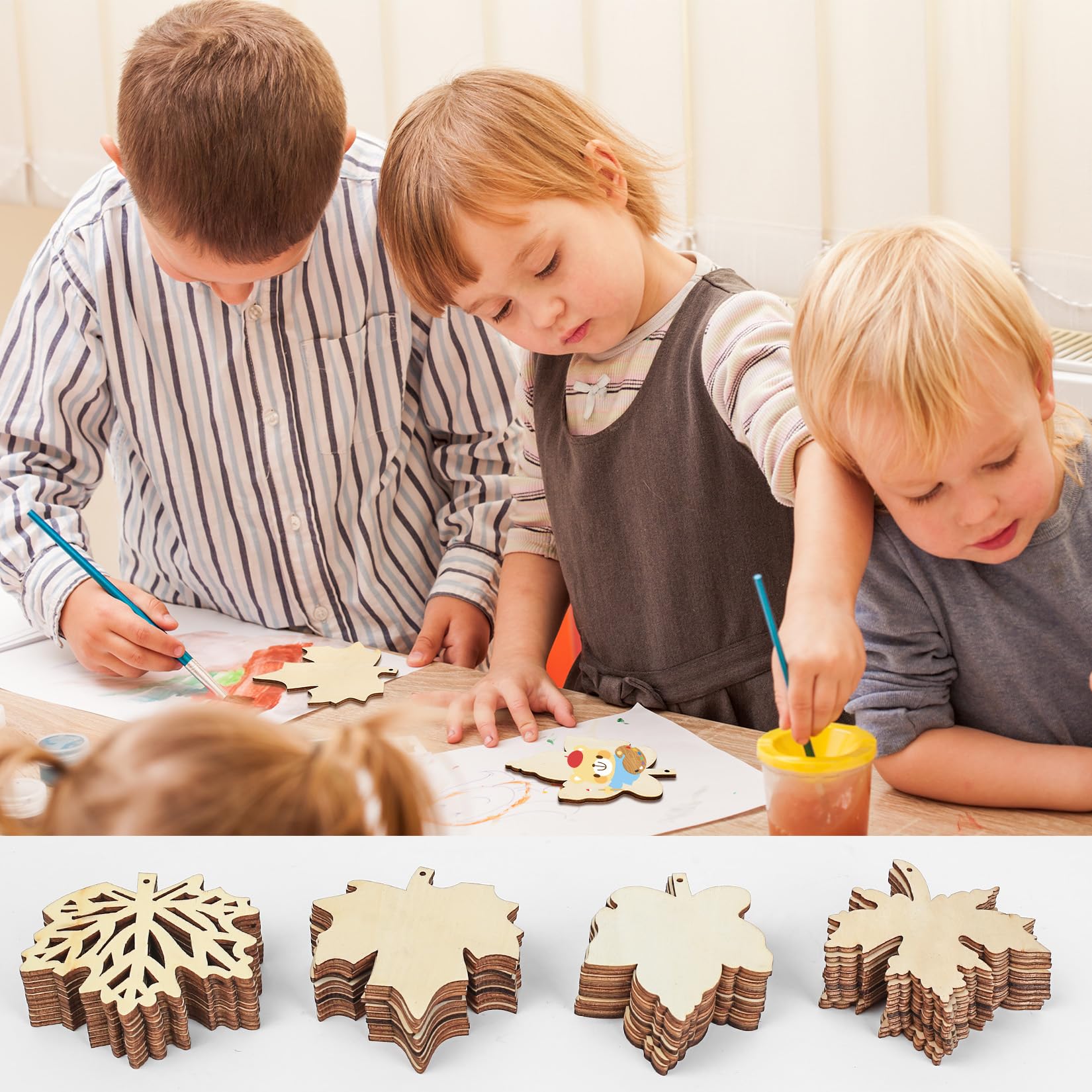 40-teiliges Holz-Bastelset Zum Bemalen - Kreativ-Set Für Kinder Mit Allem Zubehör