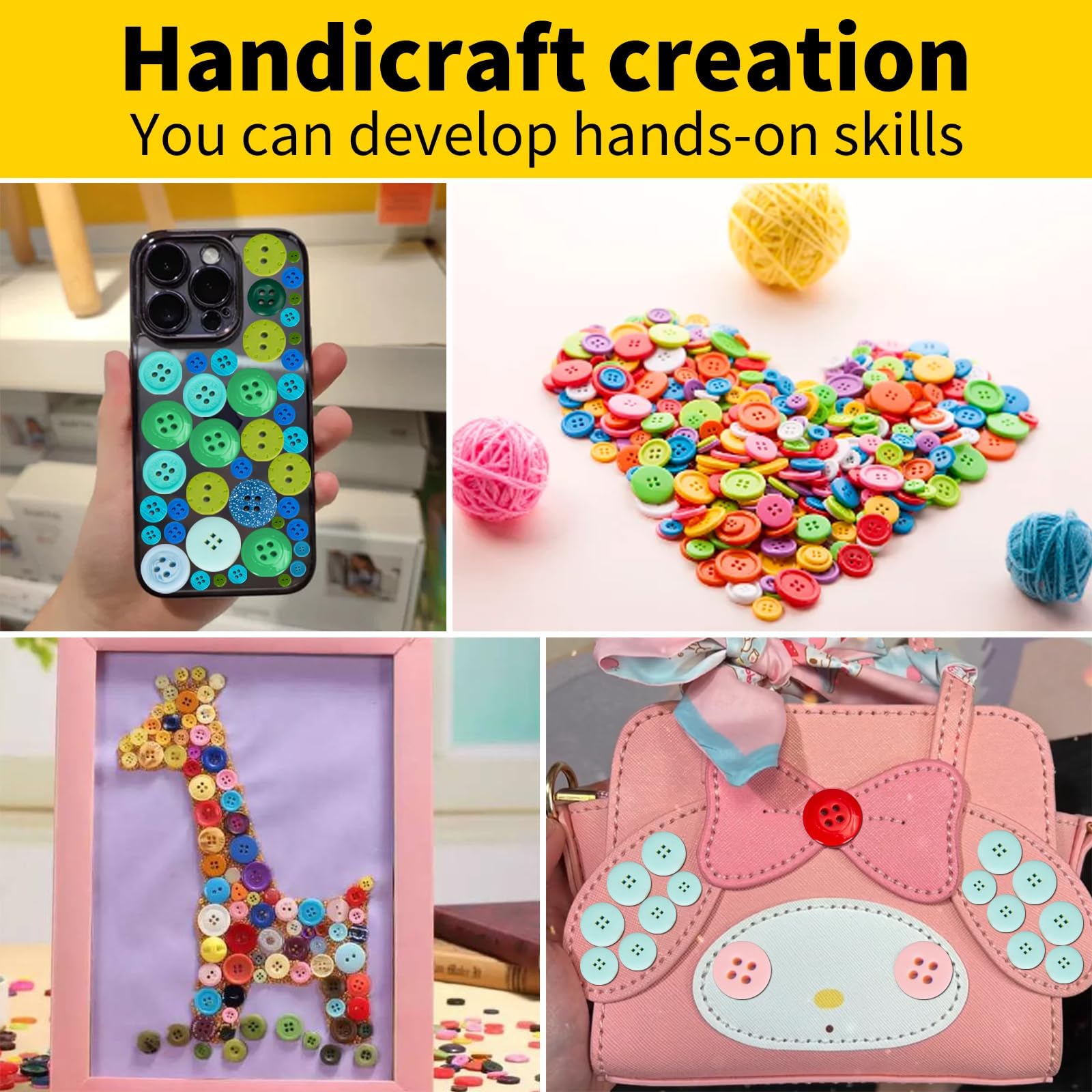 XIKAYA 1000 Bottoni Colorati, Resina Bottoni Colore e Dimensioni Misti in diverse misure e colori, per Artigianato Decorazione, Cucito, Vestiti, DIY Pittura(7mm-15mm)