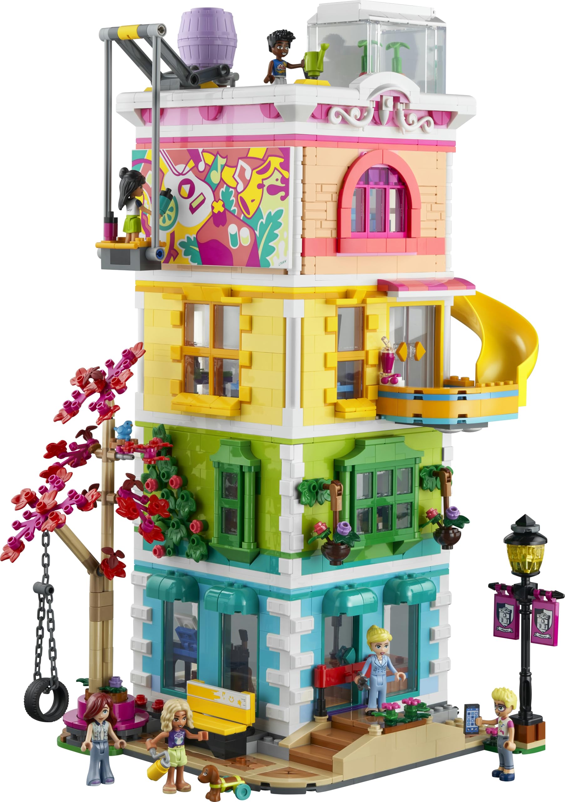 LEGO Friends Centro Comunitario di Heartlake City - Set Modulare a 5 Piani con 6 Mini Bamboline, Cane Giocattolo e Accessori Creativi - Idea Regalo per Bambine da 9 Anni in su - 41748