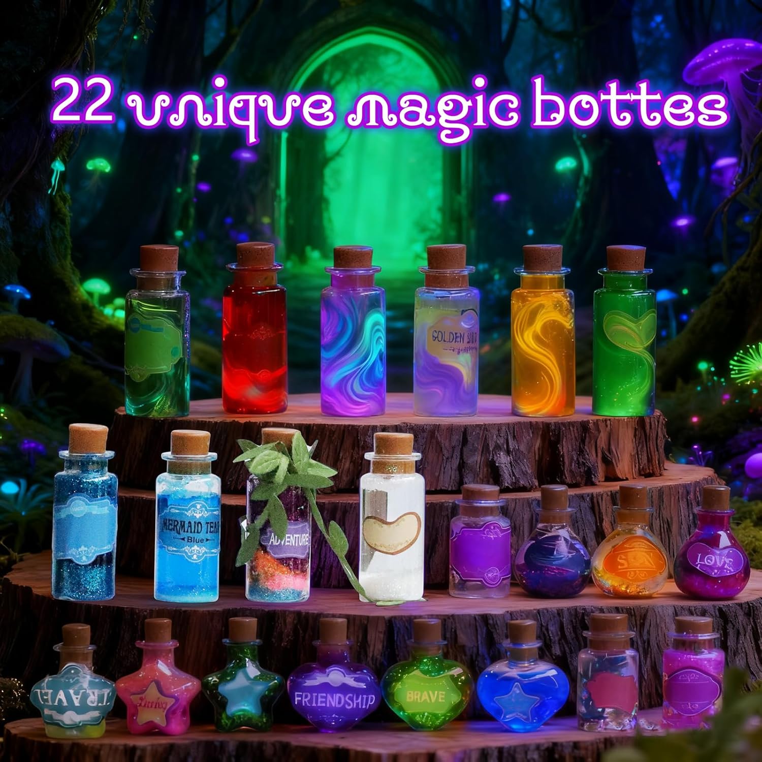 Fairy Potion Kits for Kids, Magic Mix Kit with 22 Bottles, Potion Making for Girls and Boys, Art Craft Toys for Kids Ages 6-12, Gifts for 6 7 8 Year Old Girls, Christmas Halloween Birthday Gifts