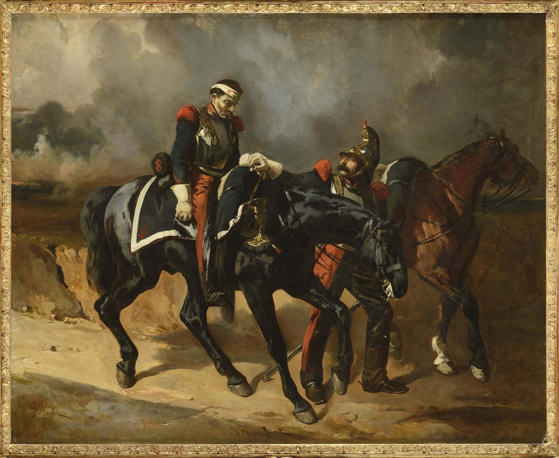 SERENDIPITP Vintage Picture Print on Canvas Wall Art Poster the Wounded Cuirassier by Alfred Dedreux or De Dreux Artwork Print Poster for Wall Decor 60x90cm