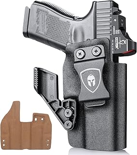 Glock 19 Holster, IWB Kydex Holster Leather Interior w/ Claw & Optics Cut: Glock 17/19/19X/44/45 Gen(1 2 3 4 5) & Glock 23/32 Gen(3-4), Inside Waistband Concealed Carry, Adj. Retention & Cant, Right