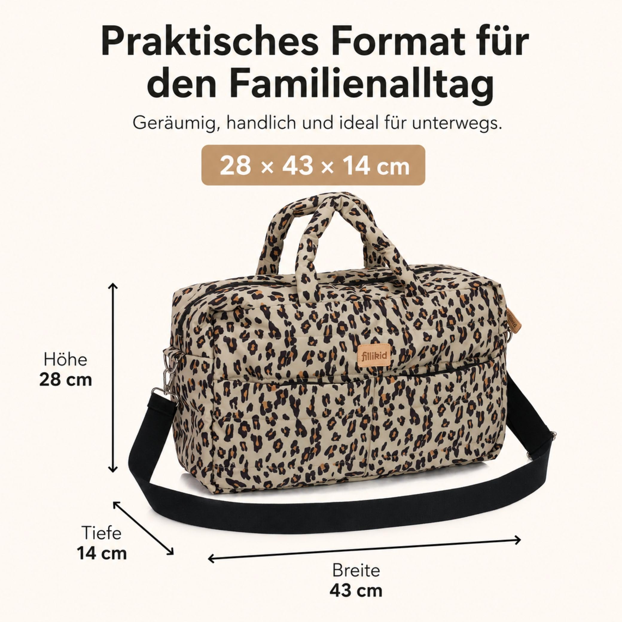 Fillikid Wickeltasche Toulouse Exklusiv | Inkl. Wickelauflage | Große Windeltasche mit Schultergurt & Tragegriffen, Viele Fächer | Stylische Mama Tasche für Unterwegs | Inkl. Wickelauflage, Schultergurt & Tragegriffe, Viele Fächer, Große Windeltasche