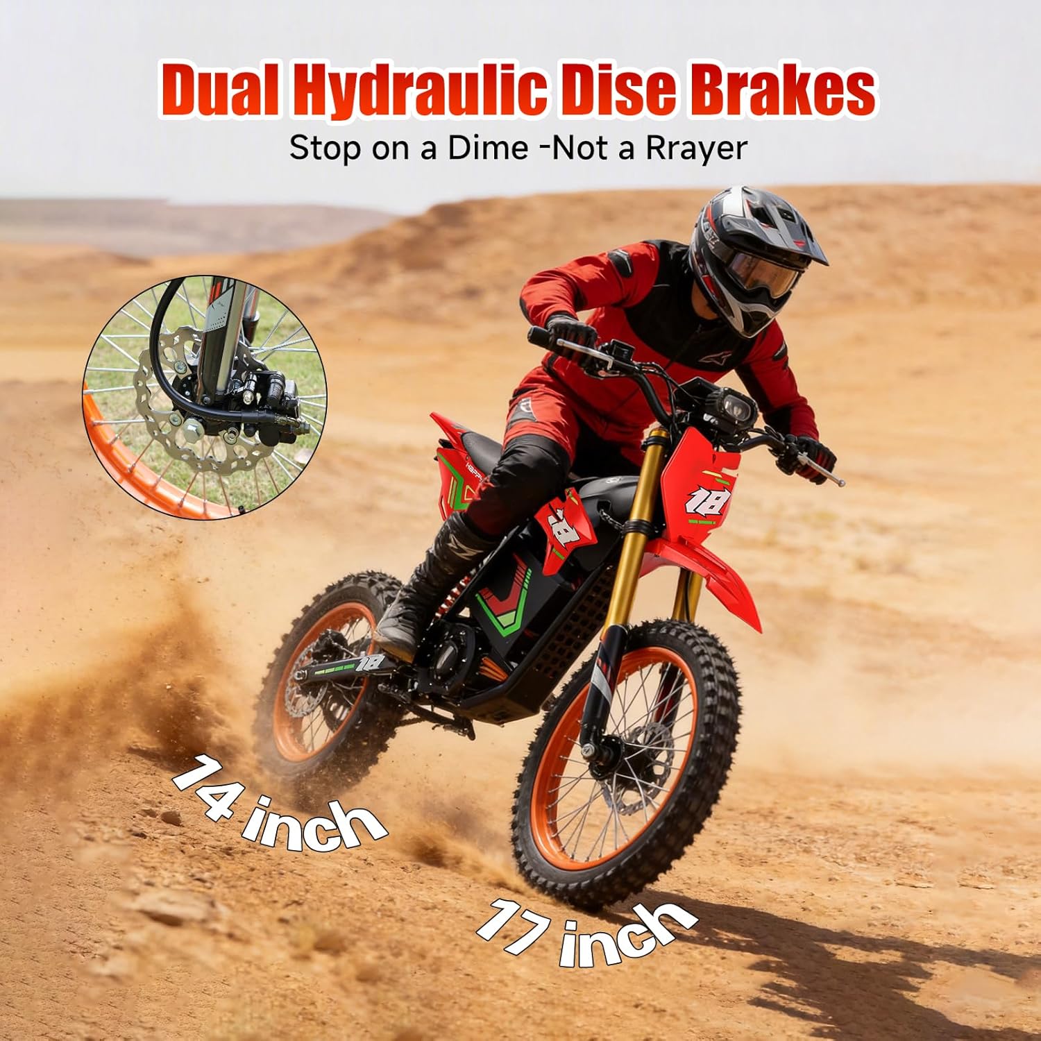 HAPPYRUN Electric Dirt Bike for Teens Adults, Mid-Drive Motor 6000W Peak, Electric Motorcycle 60V 30Ah Battery, 60-Mile Range, 46mph, Dual Hydraulic Brakes & Full Suspension Electric Motorcycle