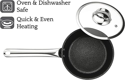 Miniatura 4 de Saflon Titanium Pro - Sartén antiadherente de 1.5 cuartos de galón con tapa de vidrio, aluminio forjado con revestimiento libre de PFOA