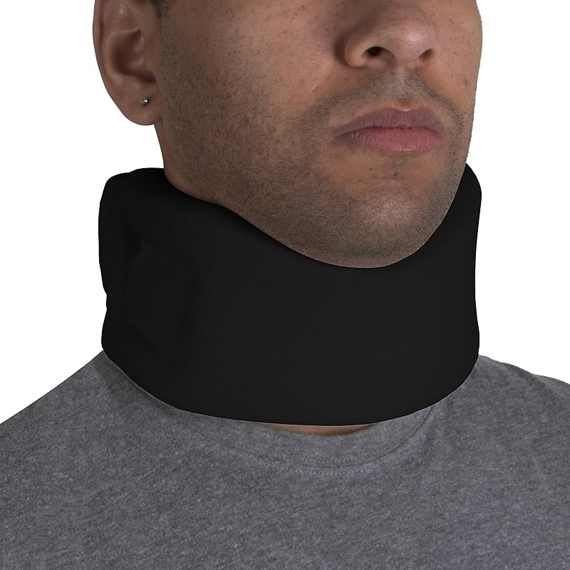 Cervical Collar, Soft Contour Foam, Neck Support Brace, Black Average 3" Depth, Medium