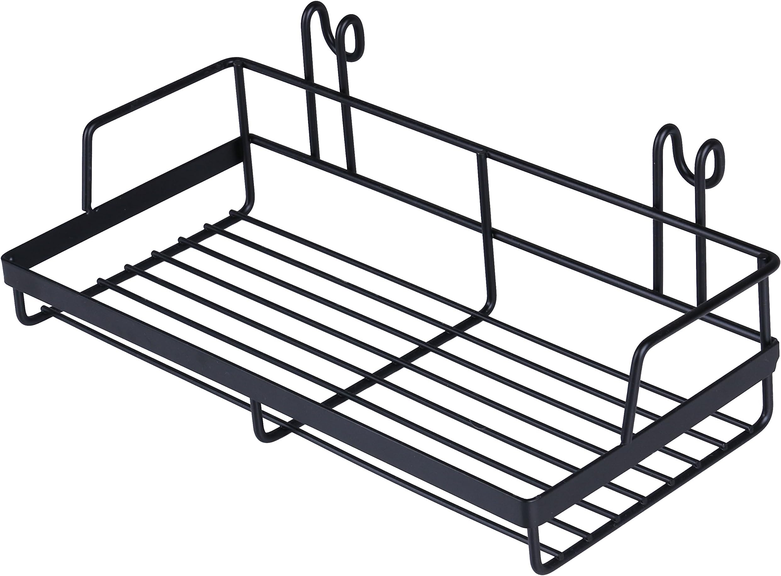 Kaforise Hanging Basket for Wire Wall Grid Panel, Multi-Function Wall Storage and Display Basket, Small Size, Black Painted