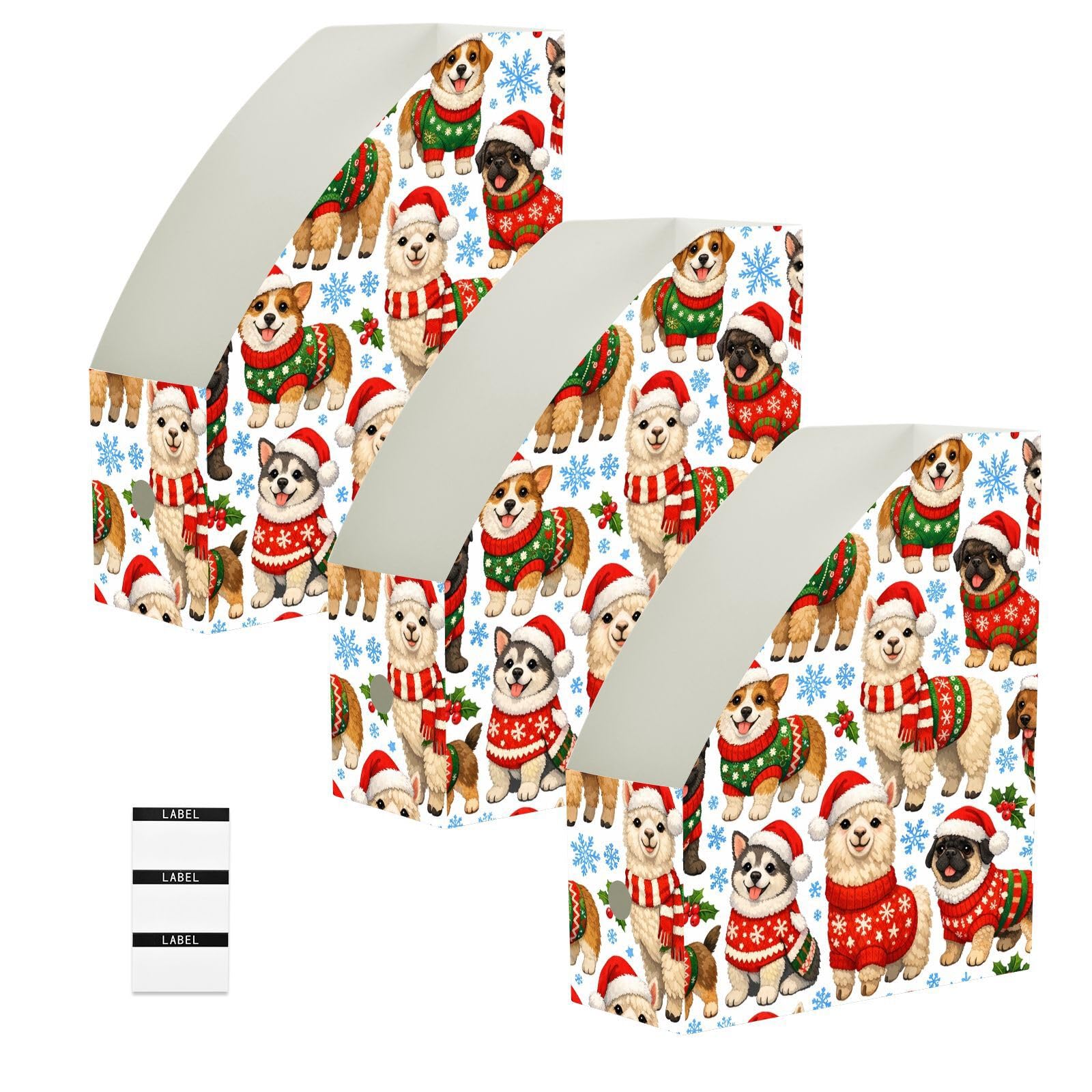 Porte-revues en polypropylène résistant à l'eau Motif lama de Noël