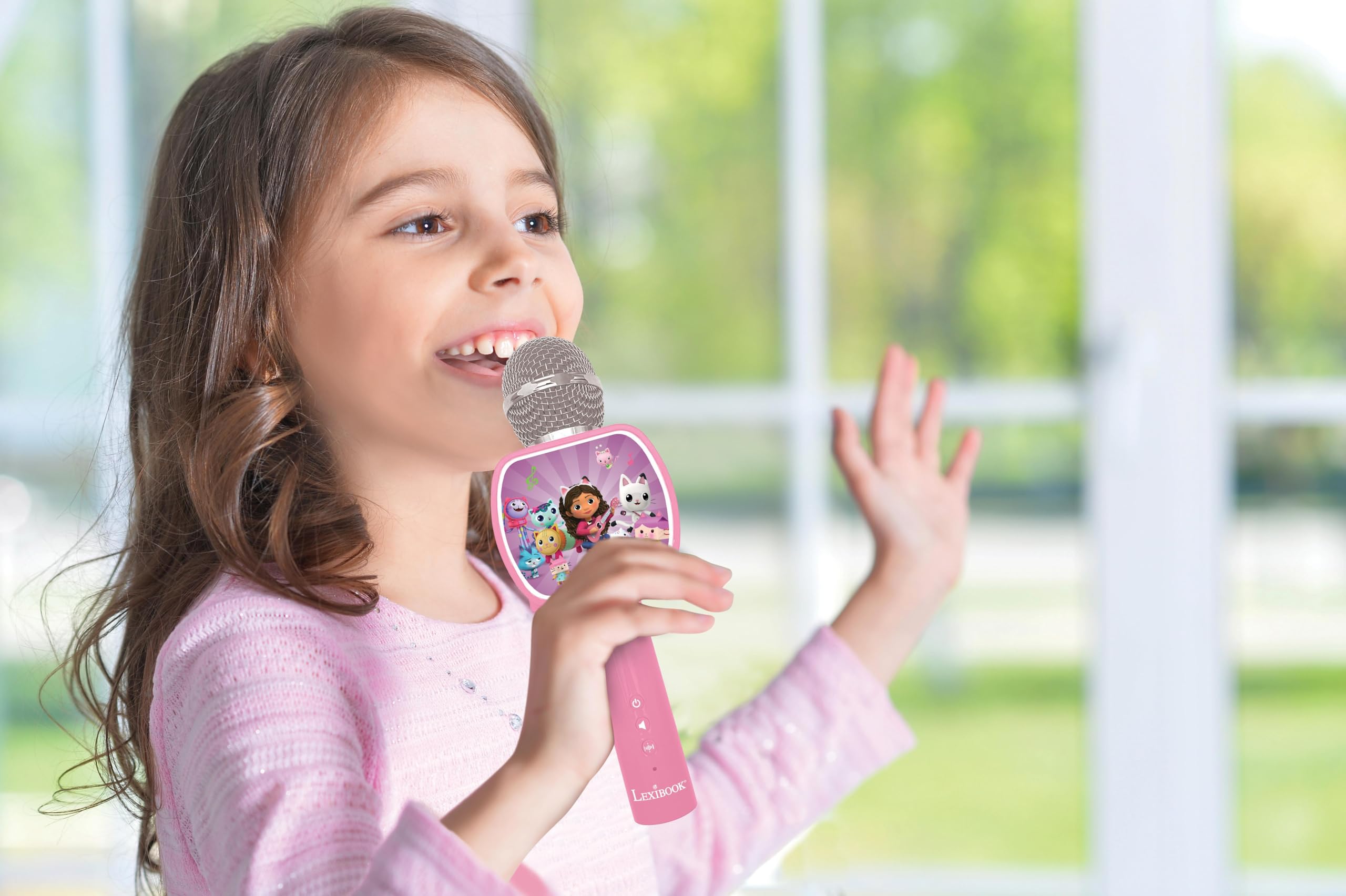 Lexibook, Gabby's Dollhouse, Bluetooth® Microphone with voice change function, Built-in speaker, Phone holder included, Pink - Image 4
