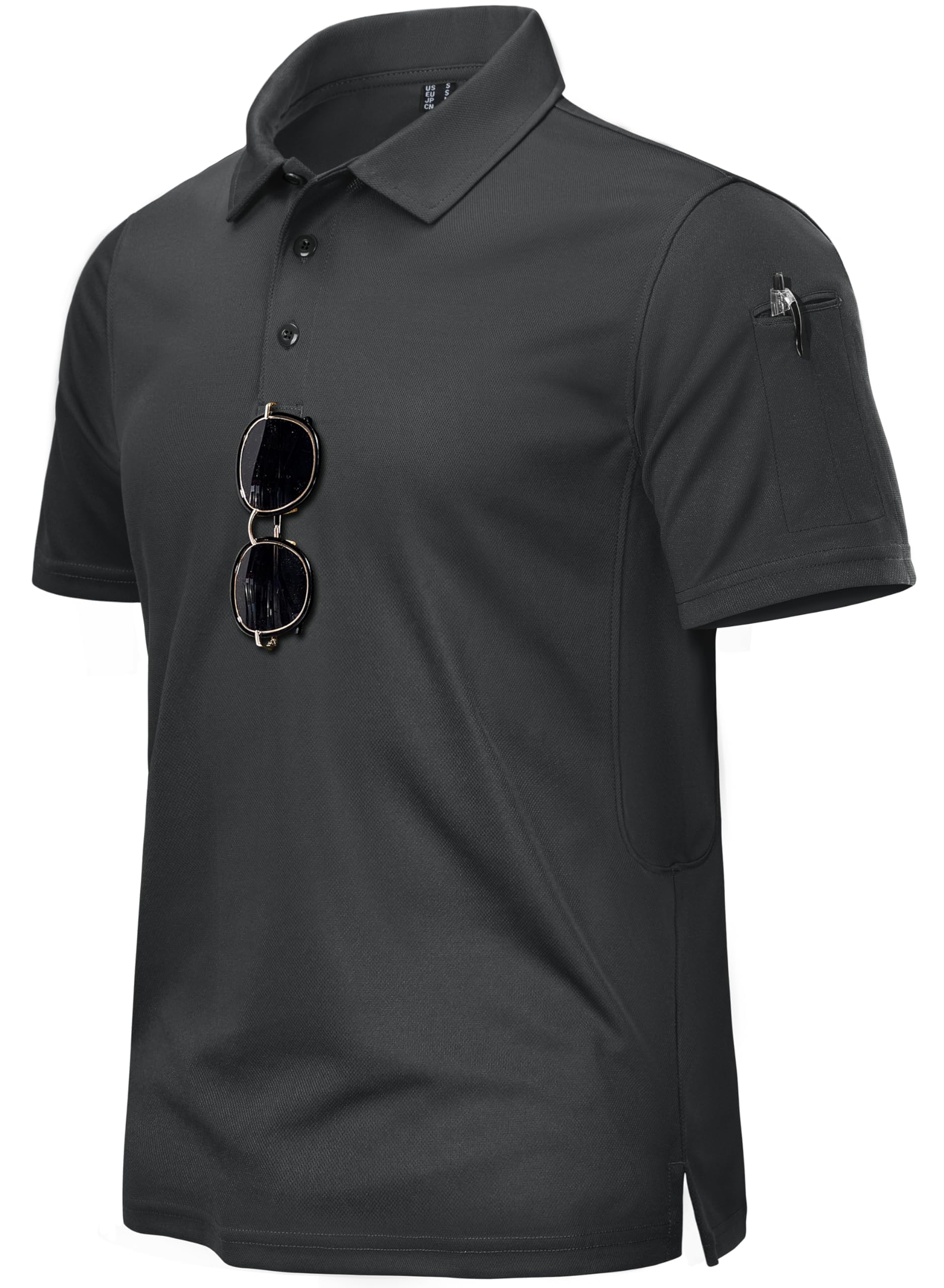 TACVASEN Men's Golf Polo Shirt Quick Dry Short Sleeve Tactical Outdoor Polo T-Shirt