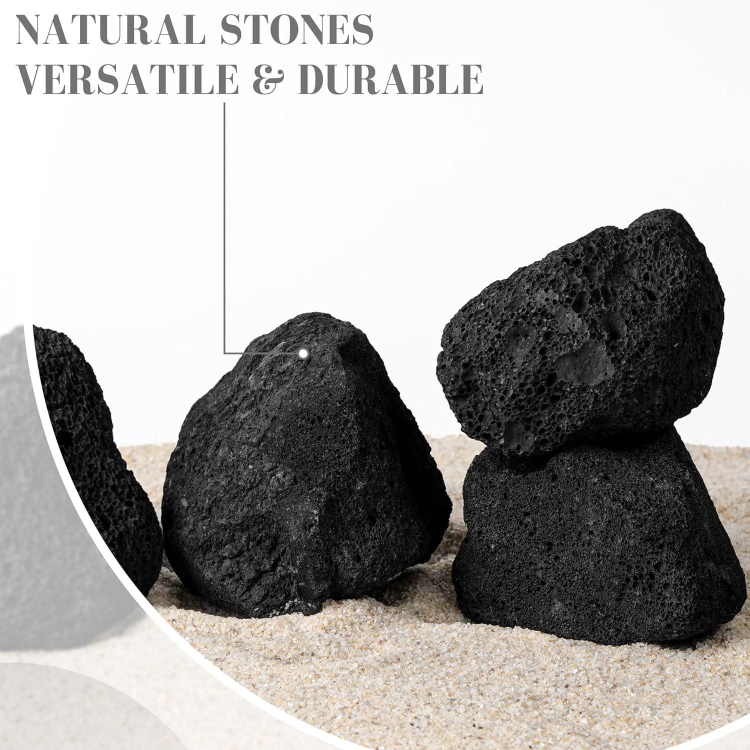 2.2-6.1 Inches Natural Black Lava Rock, 4 PCS Small Aquarium Rocks for Aquascaping, Terrariums, Reptile Tanks & Aquarium Décor