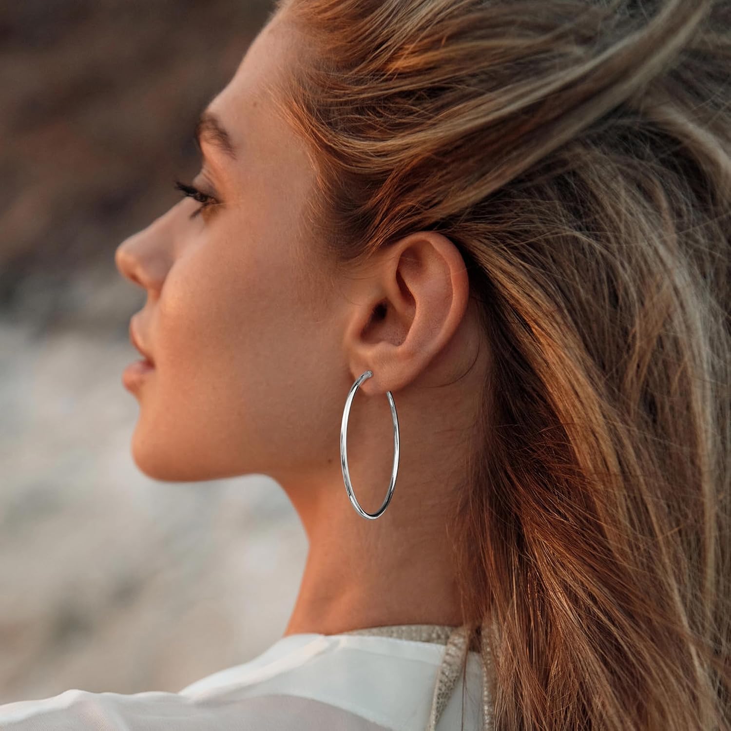 Gacimy Gold Hoop Earrings for Women 14K Real Gold Plated Hoops with 925 Sterling Silver Post - Image 4