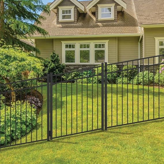 54-in 3 Rail Aluminum Fence Adjustable Gate Kit Black