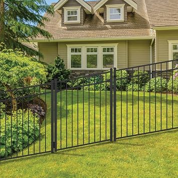 54-in 3 Rail Aluminum Fence Adjustable Gate Kit Black