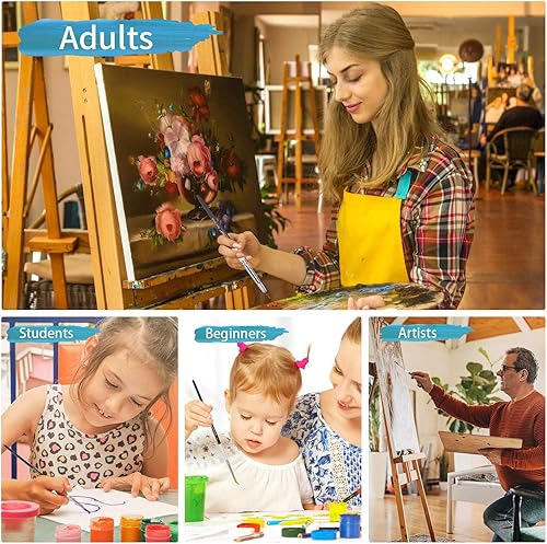 Miniatura 6 de Juego de pinceles de punta redonda, 6 pinceles de artista para pintura de acrílico al óleo acuarela, gouache, pincel de nailon de alta calidad para