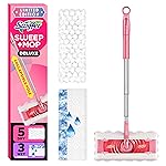 Swiffer Sweep and Mop Deluxe, Limited Edition Pink Wicked: for Good, 2-in-1 Floor Mopping and Sweeping Kit, 1 Sweeper Device, 5 Heavy Duty Dry Sweeping Cloths, 3 Heavy Duty Wet Mopping Cloths