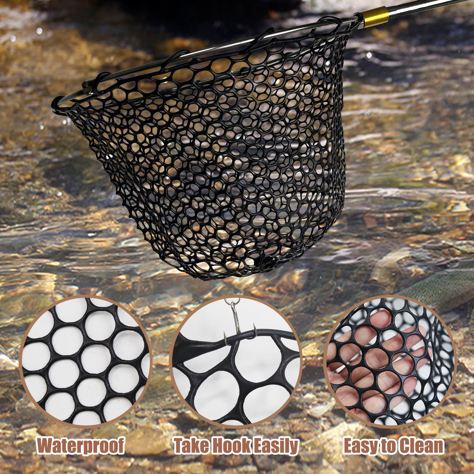 best fly fishing replacement net 4bags CWSDXM Landing Trout Net Netting with Rubber Mesh for Fish and Fishing Landing (Black Rubber Fishing Net, Dia 20cm*Dep 16cm(Cir 67cm)) : Sports & Outdoors Fly Reel Orientation:Right Hand Retrieve Fishing Rod Travel Case nickel free The rubber netting is
