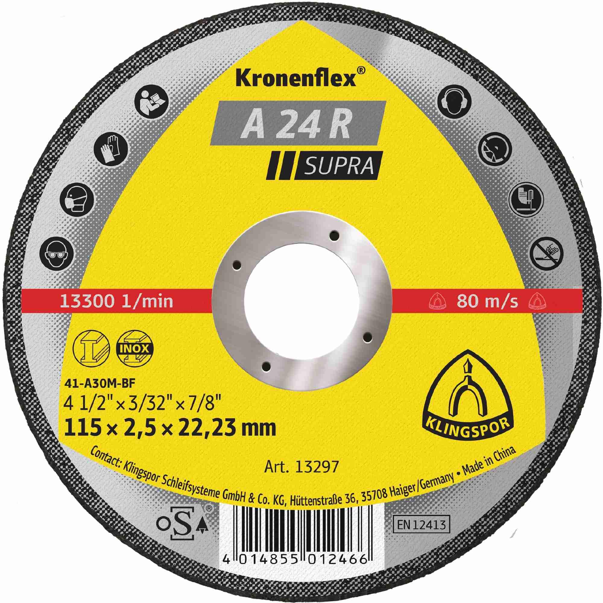 25 discos de corte Klingspor A 24 R, 115 x 2,5 x 22,23 mm, rectos