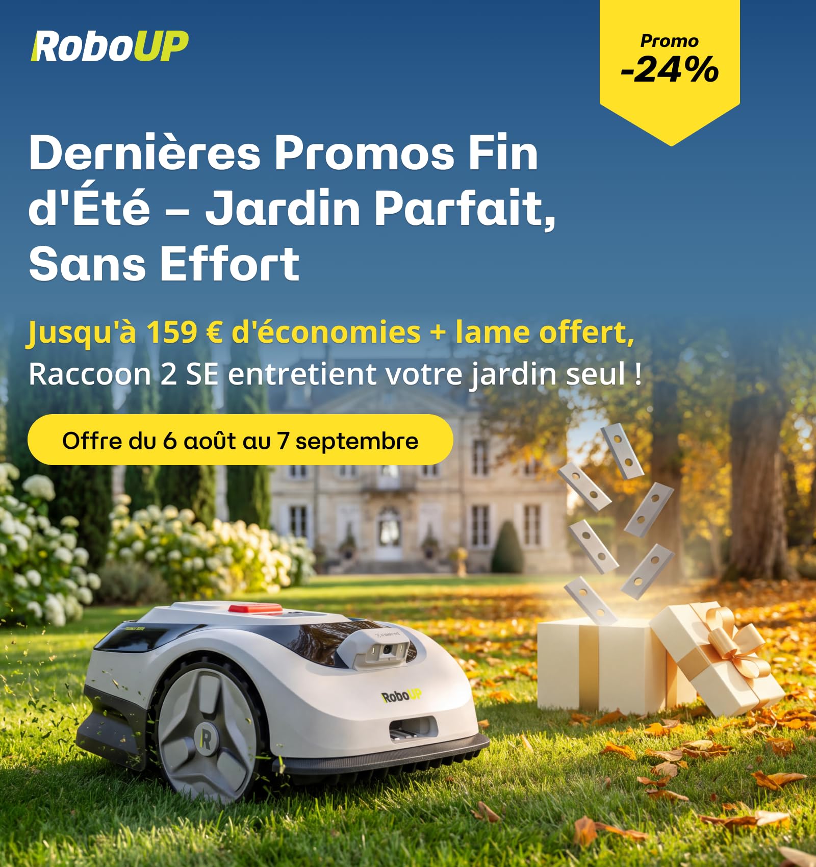 Raccoon 2 SE Robot Tondeuse sans Fil Périphérique sans RTK - 600m²