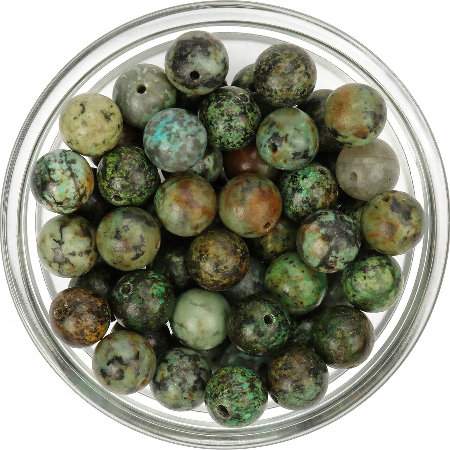 100Pcs 8mm Natural Smooth African Turquoise Gemstone Beads Round Loose Stone Beads for Jewerly Making with Crystal Stretch Cord African Turquoise 8mm