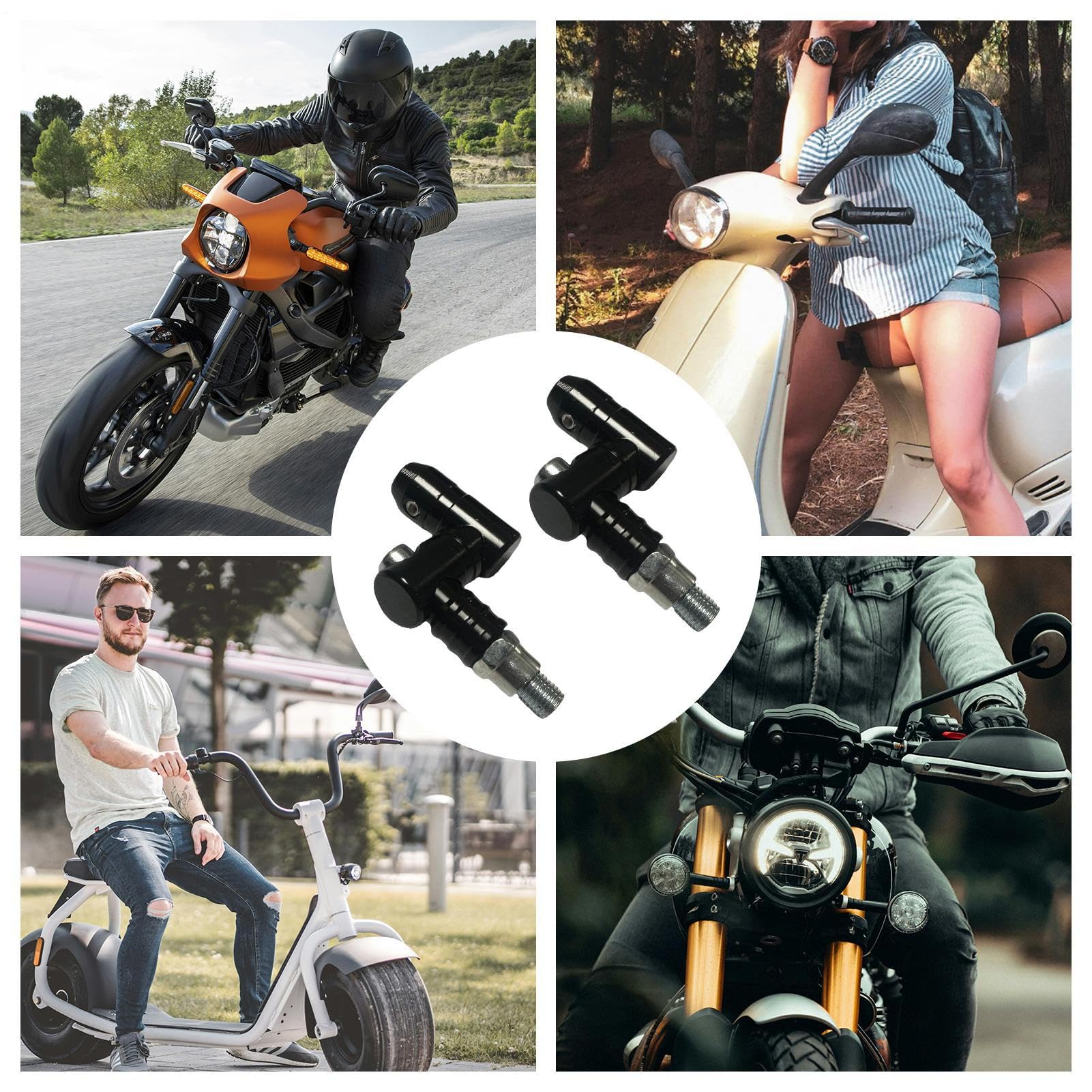 Extensores Para Espejos De Motocicleta Accesorios | 2 Piezas Elevadores Para Moto Conector,Diseño Extensible De Repuesto Para Entusiastas De Aventura Y Desplazamientos