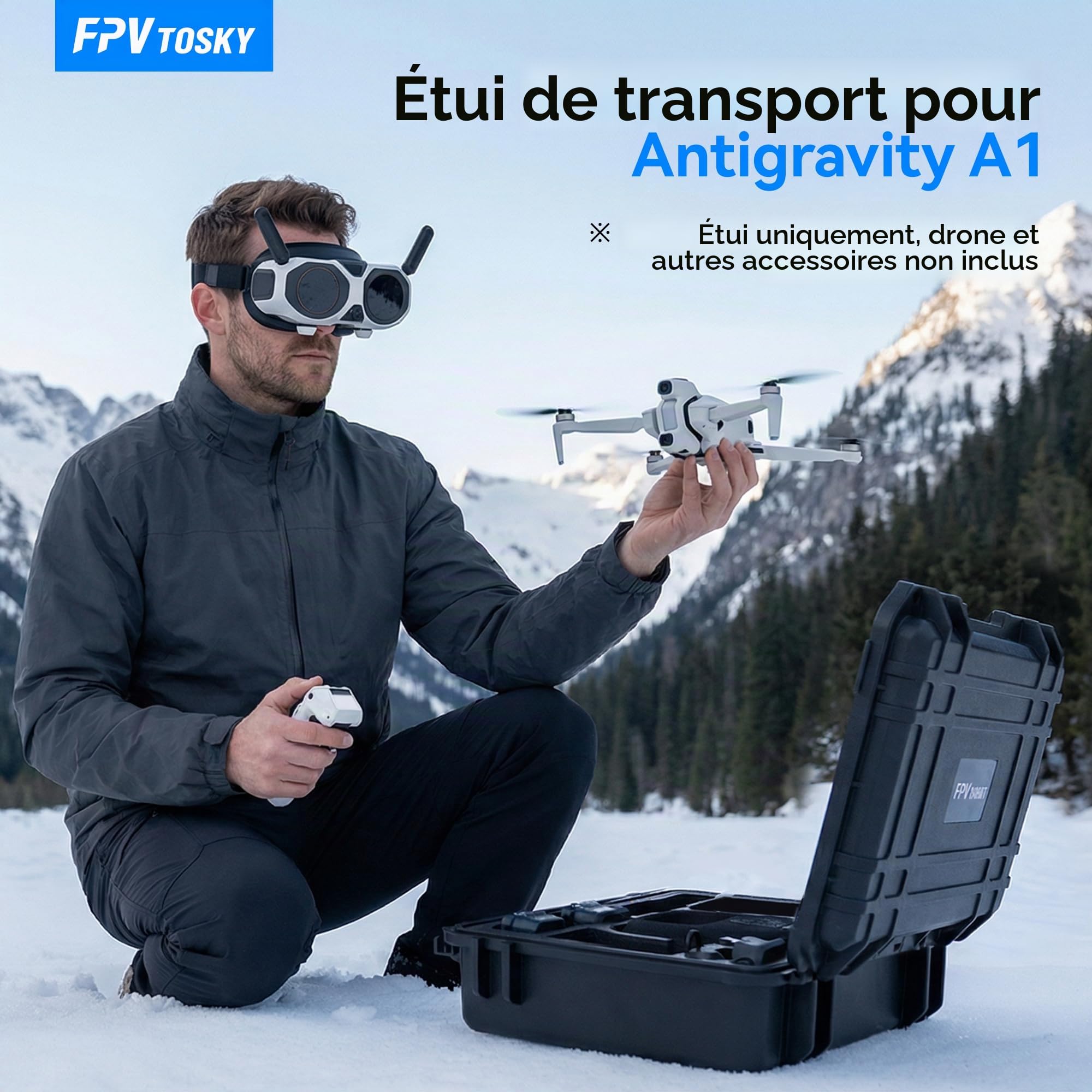 FPVtosky Étui Rigide pour Antigravity A1, Sac de Rangement de Protection étanche, Accessoires pour Drone, Batteries et équipement RC [étui Uniquement]