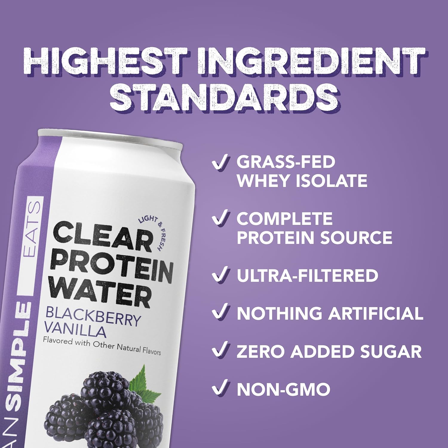 Clean Simple Eats Clear Protein Water, Blackberry Vanilla, 4 Pack