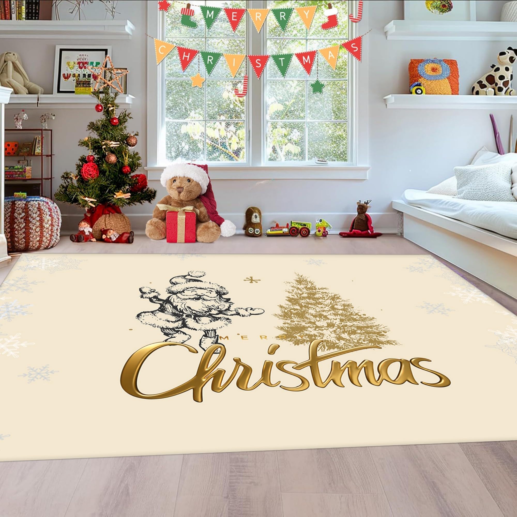 Tapis De Salon, Chambre,Tapis Lavable Noir Et Doré 120x180 Cm