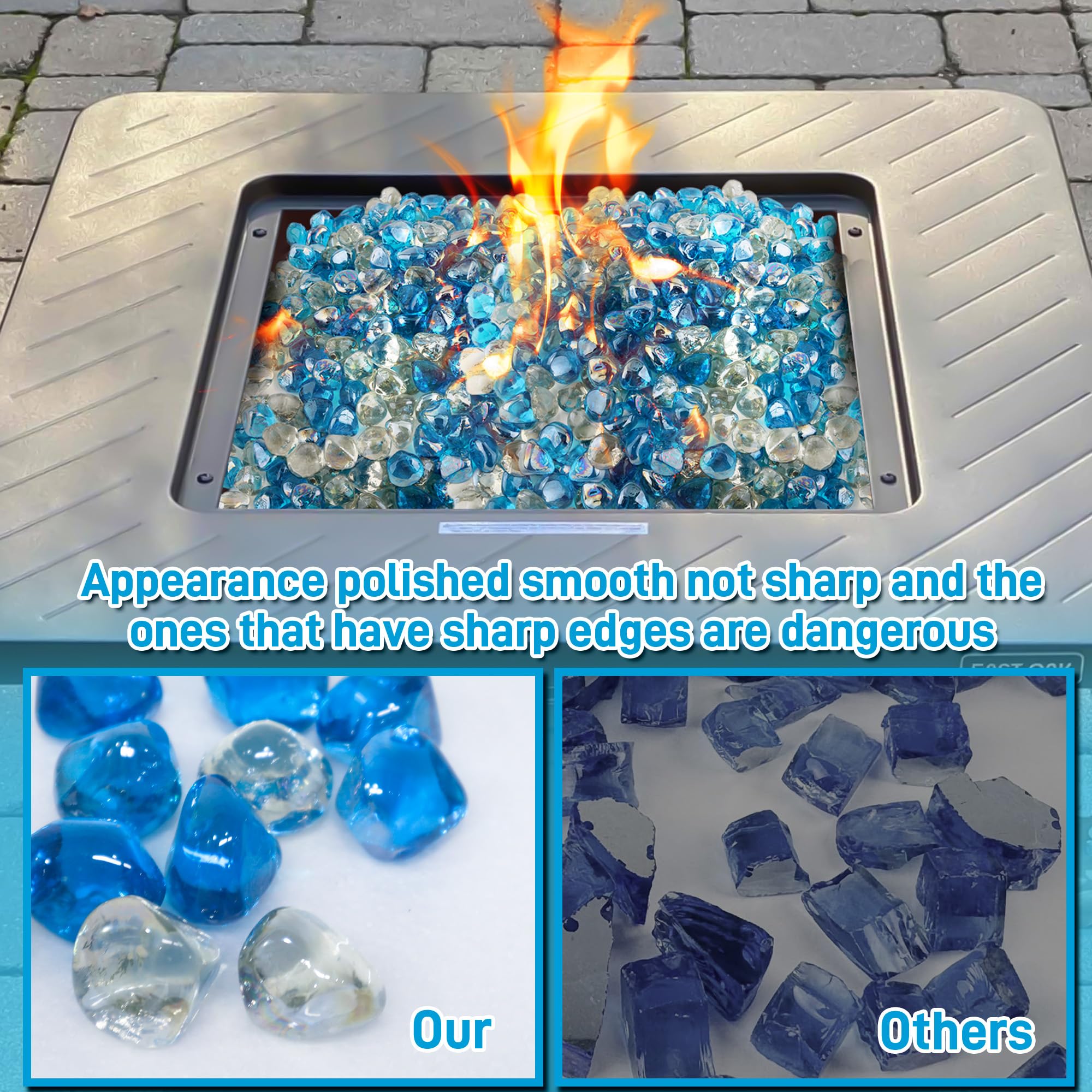 Snapklik.com : 18 Pound Fire Glass For Propane Fire Pit 1 InchFire ...