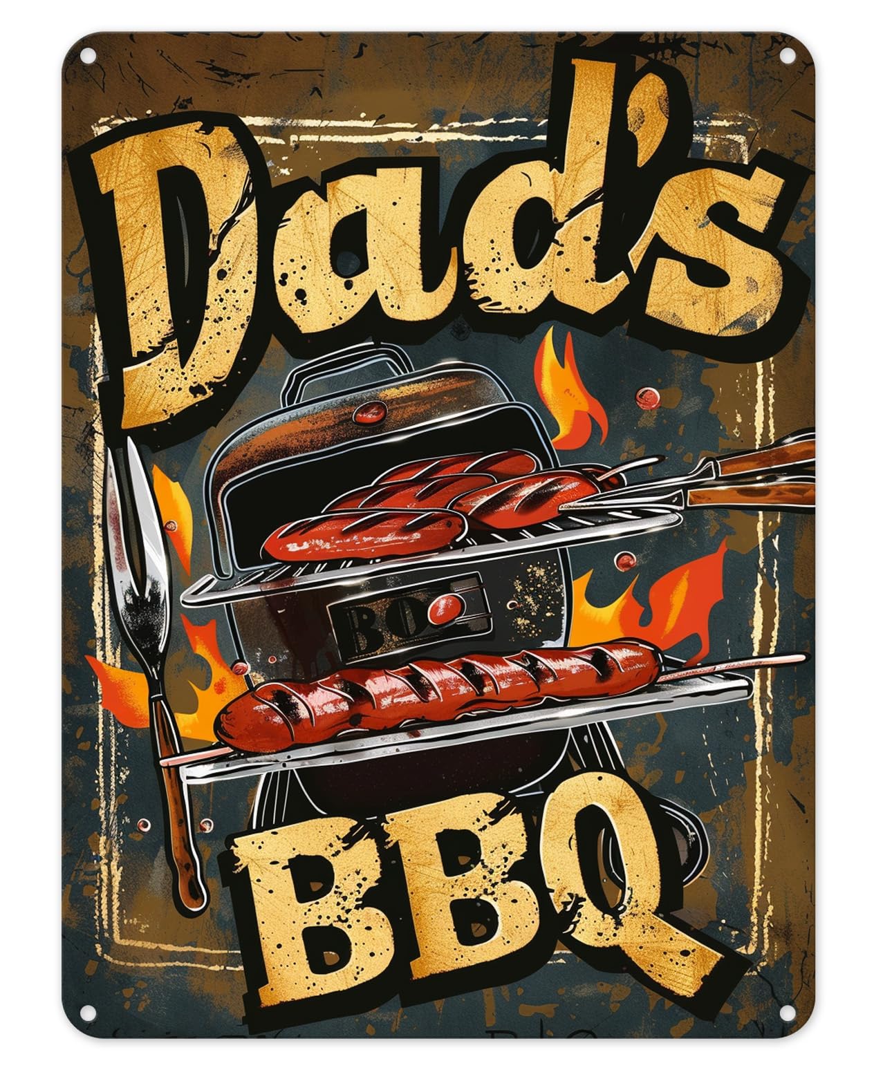 Shopagift Dad's BBQ Barbecue Grill Metal Poster Wall Sign Man Cave Shed Bar Bedroom Home Kitchen - A5